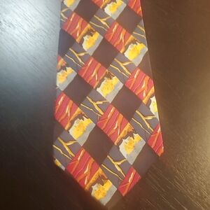 J. Garcia Red and Yellow Patterned Tie X Long. Grateful Dead.